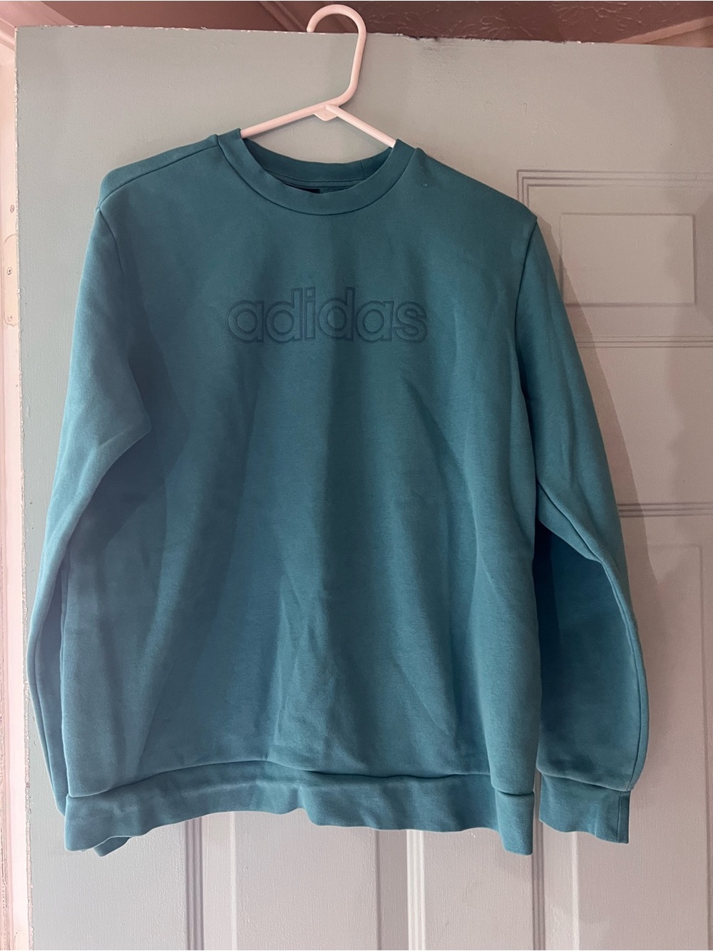 adidas Teal Crewneck Sweatshirt with Embossed Logo